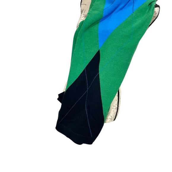 Carlisle Women's Knit Open Cardigan Colorblock Argyle Large Green Blue Black - Picture 4 of 13